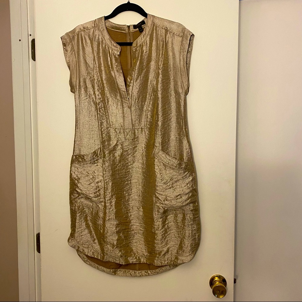 J. Crew Metallic Gold Shift Dress